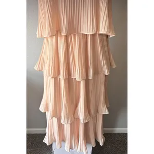 Lulus Blush‎ Pink One Shoulder Midi Tiered Dress Summer Wedding Vacation Medium thumbnail 3