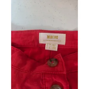 Maeve by Anthropologie Womens 6 Midi A Line Button Front Skirt Orange Red thumbnail 4