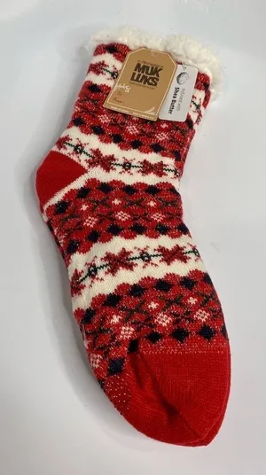 Muk Luks Cabin slipper socks grippy bottom fair‎ aisle design size L/XL (8.5-11) thumbnail 1