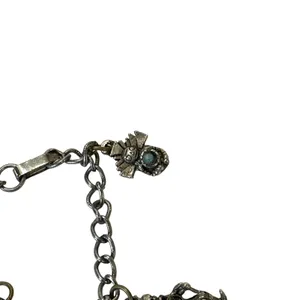Turquoise Accented Charm Bracelet Anklet Southwestern Silver Tone Tribal Boho thumbnail 2