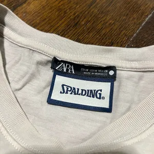 Zara x Spalding Usa Cream Graphic T-Shirt thumbnail 4