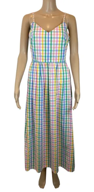 J.Crew Maxi Sleeveless Pastel Gingham Maxi Dress size 2 thumbnail 1
