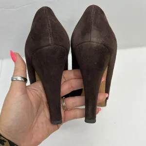 Michael Kors Collection Size 7 Pumps Heels Brown Suede Platform Designer Italy thumbnail 8