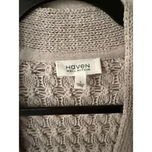 Haven Well Within Womens Gray‎ Open Knit Cardigan Sweater Cotton Blend Size S thumbnail 2