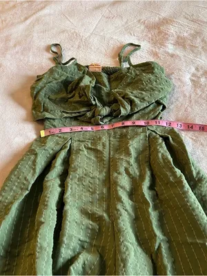 Flying Tomato green striped spaghetti strap wide leg crop jumpsuit size S boho thumbnail 8
