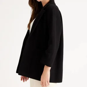 Quince 100% Organic Cotton Black Soft Relaxed Open Front Knit Blazer Medium thumbnail 6