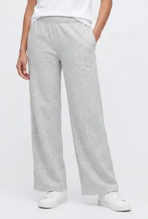 Hollister Sweatpants Womens S Short Heather Gray Fleece Lined Mid Rise Wide Leg thumbnail 1