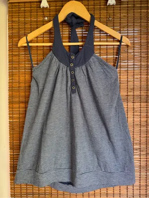 Vintage Hard Tail Forever Striped Halter Babydoll Tank Top Y2K Medium thumbnail 2