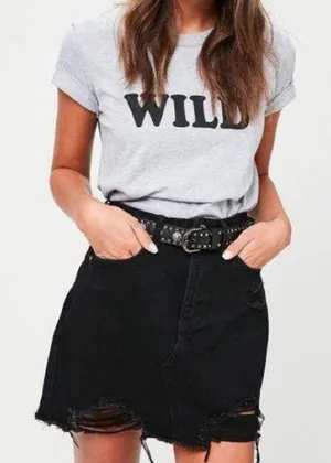 AMERICAN EAGLE SIZE 10 black distressed mini skirt thumbnail 1