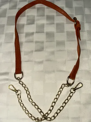 Rust Faux Leather Shoulder Strap with Gold Chains thumbnail 1