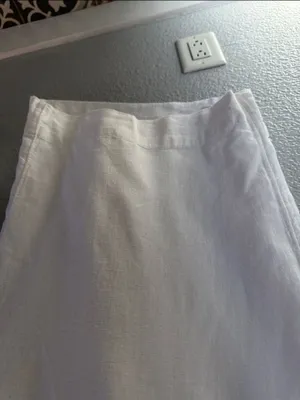 Abercrombie & Fitch White Linen Blend High Waist Wide Leg Pull-On Pants XXL thumbnail 4