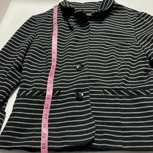 Sandro Studio blazer jacket black striped stretchy buttons petite medium‎ chic thumbnail 4