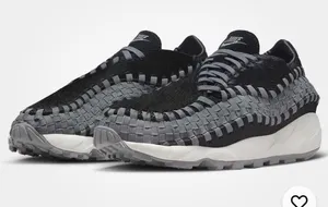 Nike Air Footscape Woven Black and Smoke Grey Nike Woven Slip-On Sneakers SZ5.5 thumbnail 1