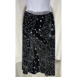Stunning Geometric Abstract Print Midi Skirt - Black & White thumbnail 2