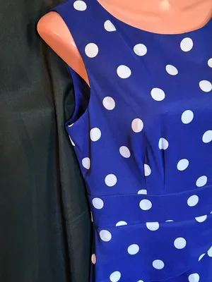 Connected Apparel Women’s Blue & White Polka Dot Sleeveless Fit & Flare Dress 6 thumbnail 7