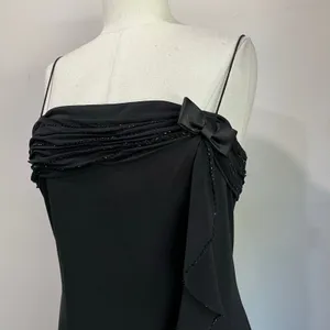 Y2k DressBarn Collection Black Ruffled‎ Bow Sequin Asymmetric Maxi Dress Sz 10 thumbnail 4
