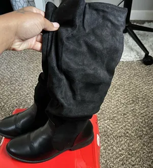 Black Suede and leather riding boots Size 8 thumbnail 1