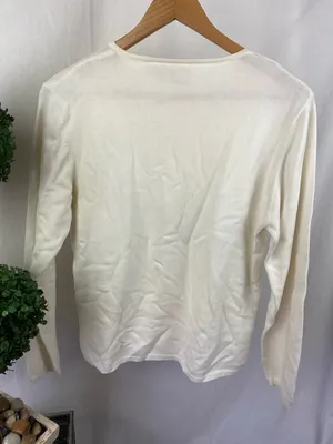 Northeast Knitters NEK Ivory Cream Knit Long Sleeve Crew Neck Sweater Top L thumbnail 3