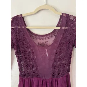 Free People Lonesome Dove Hi Lo Lace Midi Dress Plum Size 0 thumbnail 6