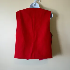 Keren Hart‎ Vintage Christmas Vest Patchwork Holiday Gingerbread Stars Women's L thumbnail 5