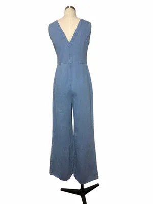 BCBGMAXAZRIA V-Neck Light Denim Jumpsuit thumbnail 4