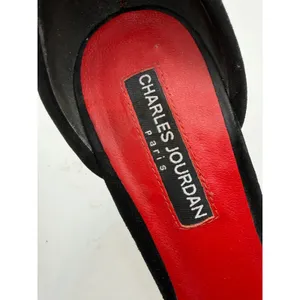 Charles Jourdan Shoes Women‎ 7.5 Black Croc Emboss Pointed Toe Ankle Strap Heel thumbnail 12