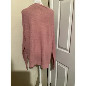 American Eagle Pink Waffle Knit Button Neck Pullover Sweater Size S thumbnail 4