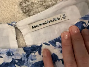 Abercrombie & Fitch Blue Floral Linen Blend Shift Dress XS thumbnail 6