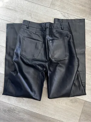 Motel Rocks Black Faux Leather Straight Jeans thumbnail 4