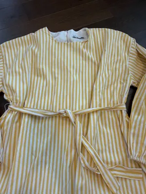English Factory Belted Mini Dress in Yellow/White - Medium - C11-195 thumbnail 3