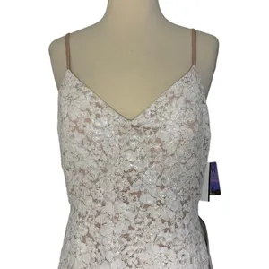 NIGHTWAY Mermaid High-Low Flounce Hem Lace Wedding Dress Ivory Sequin Sz 10 NWT thumbnail 6