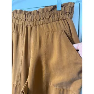 ZARA Tobacco Brown Wide Leg Paperbag Waist Cropped Pants High Rise Patch S thumbnail 8