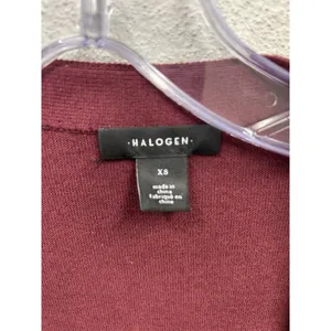 Halogen Cashmere Blend Long Cardigan Sweater size extra small XS Burgundy thumbnail 4