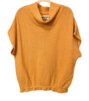 Free People Echo Beach Pullover Orange Cowl Neck Slouchy Sweater Size Medium EUC thumbnail 1