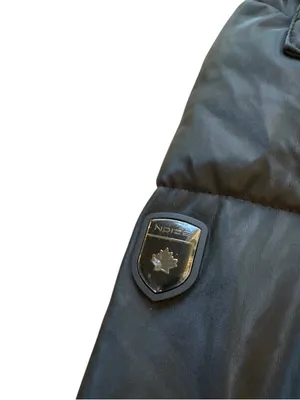 Noize Black Hooded Puffer Jacket Vegan Leather Trim Womens Medium Belt Missing thumbnail 8