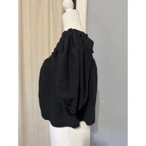 Abercrombie & Fitch Womens Crop Top Size S Black Linen Cotton Off The Shoulder‎ thumbnail 2