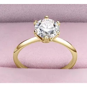 Boutique NEW 2 Ct Solitaire Simulated Diamond 14k Gold Plated S925‎ Engagement Ring thumbnail 9