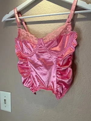 Pink Satin Corset Top Size Small thumbnail 4