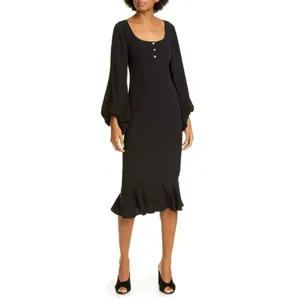STAUD Lara Balloon Sleeve Midi Dress New with Tags‎ Size 8 thumbnail 6