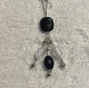 Beaded Chandelier Y Necklace Black thumbnail 2
