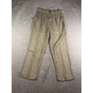 FREE PEOPLE Green Semi Sweet Trousers Size S Navy Striped Cotton Summer Boho thumbnail 3