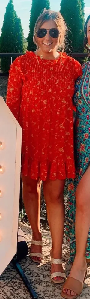 Free People These Dreams Orange Long Sleeved Mini Dress thumbnail 1