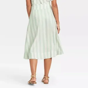 A new day mint striped boho skirt linen blend size xsmall thumbnail 4
