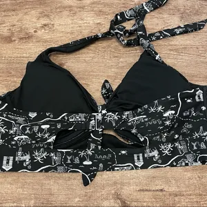 Old Navy Tie-Front Plus-Size Long-Line Halter Swim Top Scenic Size 3X thumbnail 3