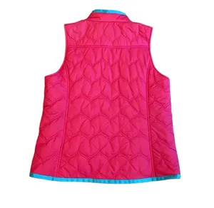 Vineyard Vines Hot Pink Quilted Puffer Vest Coat Whale L Preppy Turquoise thumbnail 2