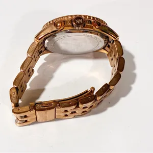 MICHAEL KORS‎ ROSE GOLD TONE STEEL CHRONOGRAPH CRYSTALS GLITZ WATCH Large Face thumbnail 3