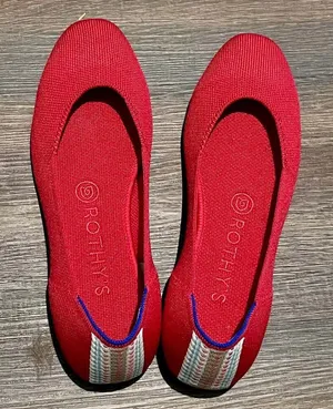 Rothy's Women's The Flat in Cardinal Red Round Toe Knit Ballet Flats Size 7 thumbnail 1