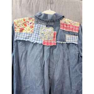 NWT Vintage America Blues Brigit Denim Patchwork Shirt M Western Cottagecore‎ thumbnail 7
