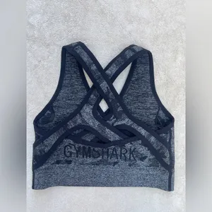 Gymshark Women's Camo Criss-Cross Back Sport Bra - Black & Gray Yoga Gym Pilates thumbnail 2