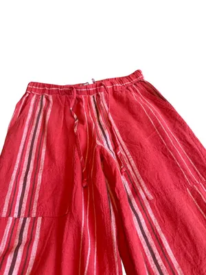 Urban Outfitters Red Striped Wide Leg Linen Pants Cargo Bohemian X-Small Women's thumbnail 7